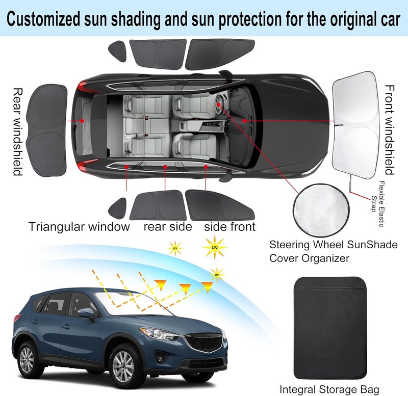 TINGLU Window Shades for Mazda CX-5 2013 2014 2015 2016 Accessories Car Side Full Windows Rear Triangular Windshield Sun Shade Sun UV Rays & Privacy Protection for Camping,Napping,and Relaxing 8PCS - Image 3